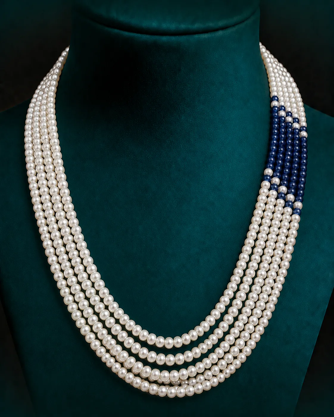 Pearl white and navy blue