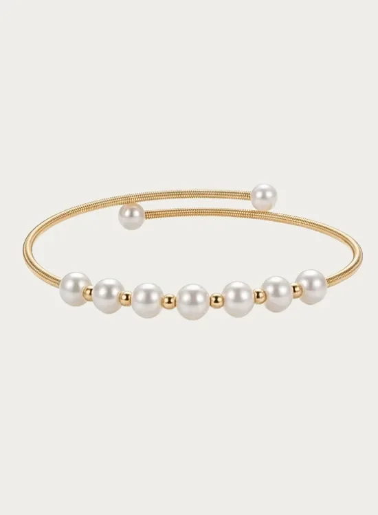 Golden Pearl Orbit Bracelet